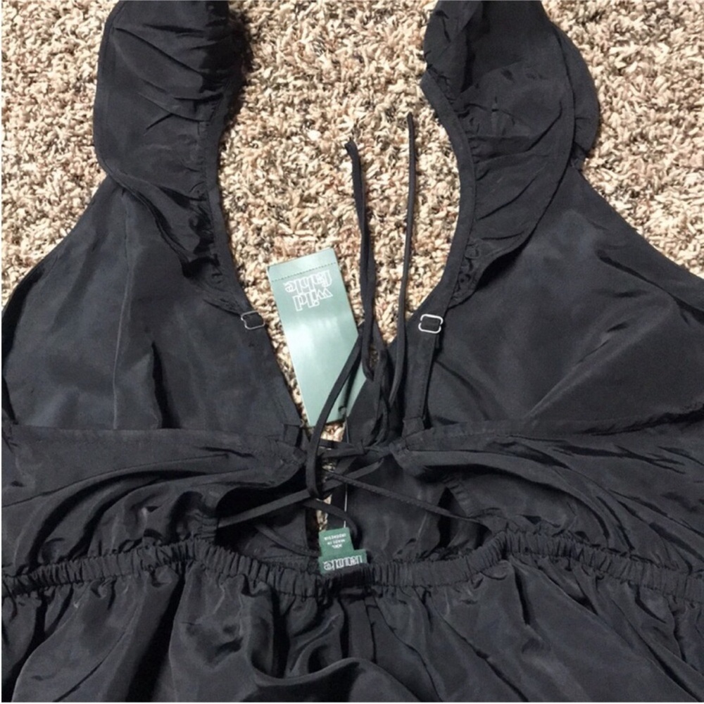 Wild Fable Mini Black Flutter Sleeve Bubble Lace Back Dress | NWT - Picture 7 of 9